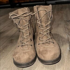 Brown Lace-Up Ankle Boots